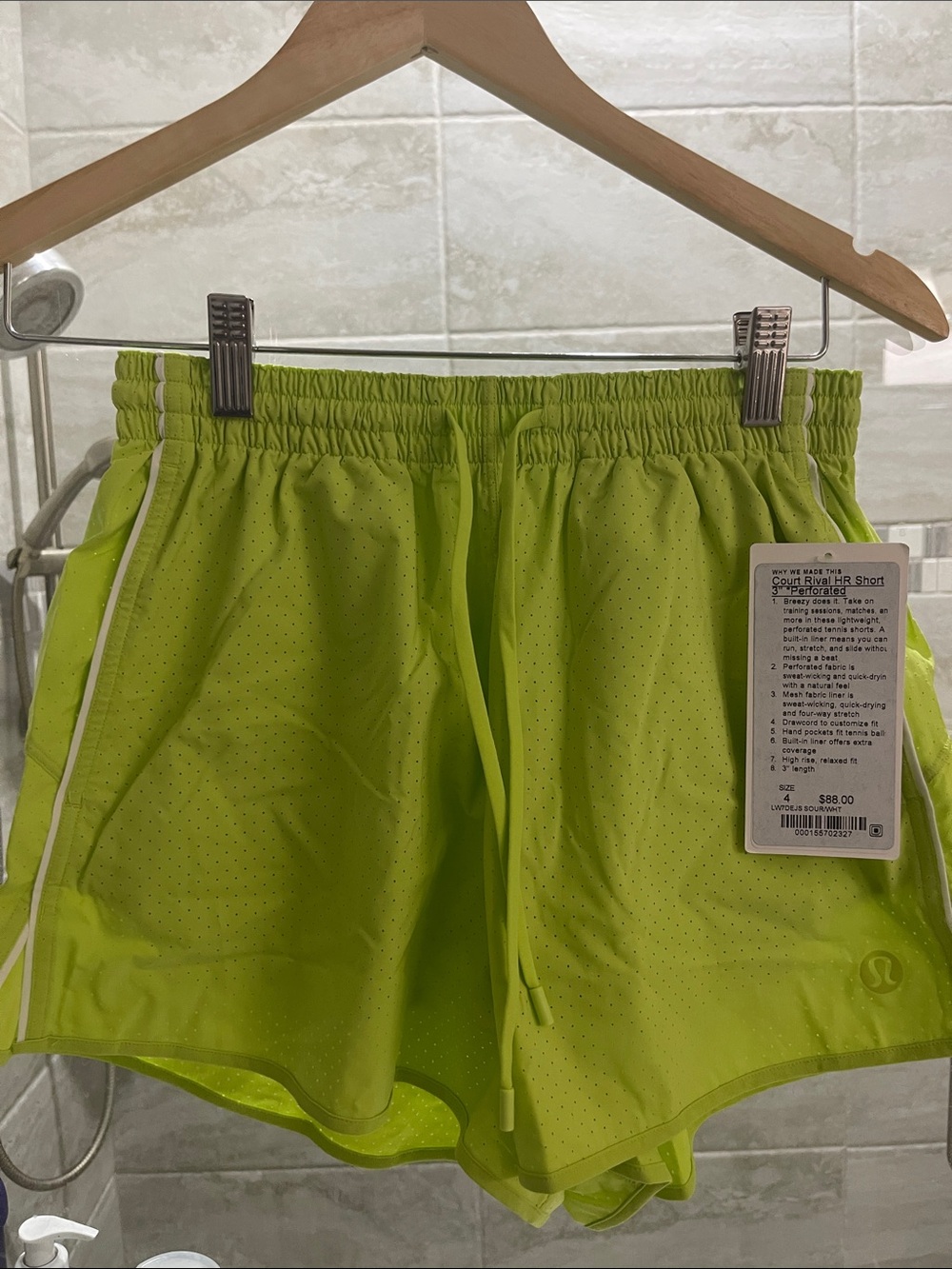 lululemon athletica Neon Lime Perforated Athletic Shorts
